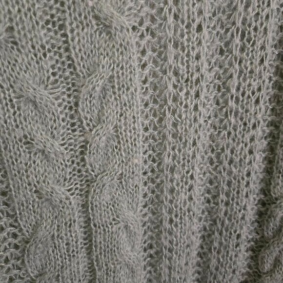 Free People Angel Soft Wool Alpaca Cable Knit Mint Green Sweater Size M - Picture 7 of 9